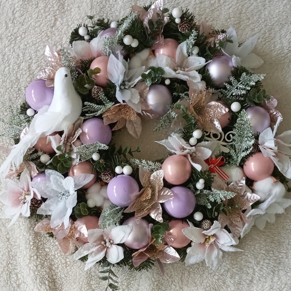 22" Victorian Christmas Wreath Farmhouse Handmade - Picture 8 of 8